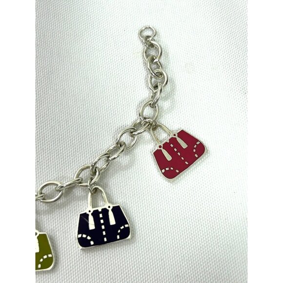 Coach Charm Bracelet Purses Sterling Silver .925 Vtg Multicolored Enamel 7.5” - Picture 5 of 17